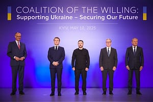 (L-R) Federal Chancellor of Germany Friedrich Merz, President of France Emmanuel Macron, President of Ukraine Volodymyr Zelenskyy, Prime Minister of the United Kingdom Keir Starmer and Prime Minister of Poland Donald Tusk attend a joint news conference fo