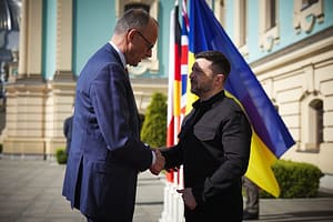 Volodymyr Zelenskyj receives Keir Starmer, Emmanuel Macron, Friedrich Merz and Donald Tusk.