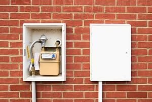 Gas and Electricity Meter boxes on a new build, UK.