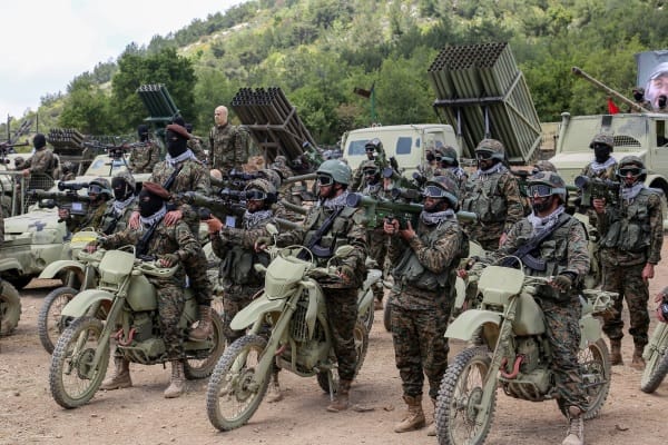 Hezbollah fighters exercise in Lebanon